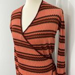 ZARA  Small Orange, Brown Stripe Metallic Knit Wrap Maxi Dress Photo 11