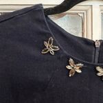 ZARA  Dark Blue Denim Couture Shift Dress Floral Rhinestones Women’s Size Medium Photo 1