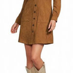 A loves A  Faux Suede Button Front Long Sleeve Mini Shirt Dress Size Large Photo 0