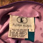 Vintage 80s Flora Kung Sheath Dress Purple‎ Silk Retro Glam Puff Shoulder Purple Size 8 Photo 7