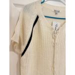 Extra Touch Sweater Dress Knit Short Sleeve Lace Up‎ Casual Cream Black 2X Size XXL Photo 1