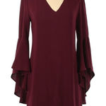 Charles Henry  Bell Sleeve Maroon Dress Size XS Photo 0