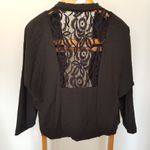 Halo Women Black Blazer Floral Lace Jacket Medium Photo 2