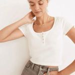 Madewell Ribbed Henley High Crop Short Sleeve Tee Large Women’s Black Photo 4