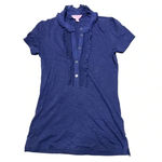 Lilly Pulitzer Ruffle Polo Top Navy Blue Casual Coastal Clean Girl Cotton Photo 1