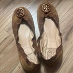 Tory Burch  Caroline Tan Browm Suede Flats Size 7 Photo 5