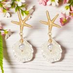 Gold‎ Starfish and Pearl Shell Faux Fashion Earrings. Gold Size undefined Photo 5