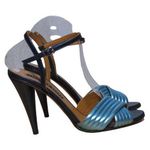 Veronica Beard  Olympia Quarter Strap Sandals Heels Blue Leather Ankle 41 Photo 0