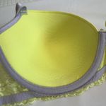 Victoria's Secret Victoria’s Secret 36D Lined Demi Neon Yellow Grey Lace Underwire Bra Dream Angel Photo 7