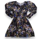 Parker Womens Genuine Silk Blouson Dress Floral Print Puffed Long Sleeves Small Photo 1