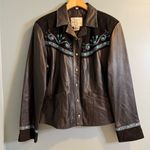 Cripple Creek Leather Suede Snap Down Western Style Shirt Black Size XL Photo 0