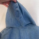 Chic Denim Jacket Hooded Soft Full Zip 100% Cotton Casual Cool Retro Y2K Size LG Blue Photo 6
