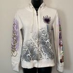 Ed Hardy Don  Christian Audigier White Butterfly Hoodie Sweater Size Small Y2K Photo 0