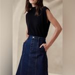 Banana Republic NWT  PIA DENIM MIDI SKIRT Dark‎ Button Fly Womens 18 Photo 3
