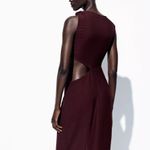 ZARA  NWT burgundy cutout side gold accent midi dress Photo 7