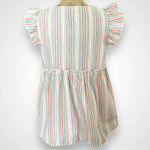 Vine & Love Women's Striped V-neck Flutter Sleeve Babydoll Top Small | EUC Photo 2