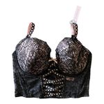 Victoria's Secret NWT--DREAM ANGELS Stunning black and pink corset top, lightly lined, heritage lace ribbon bra top, brand new, size medium DD Photo 4