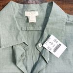J.Crew • Popover Tunic Blouse sage green cotton button front roll sleeve Photo 4