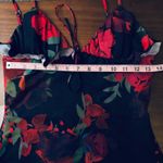 White Fox Boutique  Floral Ruffle Mini Dress Tie Front Black Red Size S Photo 3