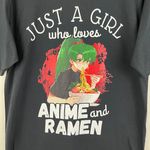 Black "Just A Girl Who Loves Anime and Ramen" Cute Japanese Girl Graphic Tee Size M Photo 2