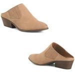Frye Rowen Gore Mule Beige Suede Leather Block Heels Photo 0