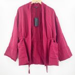 Dear John Jacket Size Small Linen Blend NWT Cinch Pockets Open Lightweight Photo 2