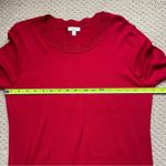 Talbots  Bright Cherry Holiday Fall Red Scalloped Crewneck Knit Sweater S Photo 2