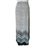 AB Studio  Aqua & Ivory ZigZag Pull On Column Maxi Skirt Size XL Photo 4