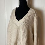 EXPRESS  CREAM KNIT OVERSIZED V NECK TUNIC SWEATER Photo 1