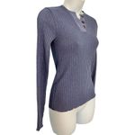 Vince Periwinkle Blue Rib Knit Henley Long Sleeve Button Front Tee sz XS NEW Tag Photo 7