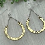 Two tone Gold tone Hammered dangle Earrings Photo 1