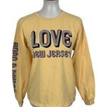 Mad Engine Love New Jersey Graphic‎ Sweatshirt Yellow Long Sleeve Pullover Large Photo 0