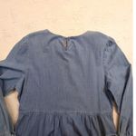 Denim Tiered Ruffle Midi Dress – Women's 12 Blue Cotton Long Sleeve Photo 7