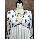 Free People Embroidered Diamond Top Mini Dress Cream Burgundy size S Photo 7