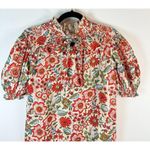 New Sohana Womens Top Floral Puffed Blouse Smocked Yoke Babydoll Cottagecore XS Red Photo 4
