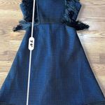 Self Portrait Self-Portrait Neoprene Black & Navy Flared Fringe Dress size 6 /SMALL Photo 11