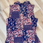 Siren Lily Women Sheer Maxi Komono Dress Blue w/ Pink Flowers & Front Tie Sz 1X Photo 4