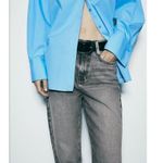 ZARA  Current Season High Rise Straight Leg Jeans Grey Z1975 Womens 34 US 2 Photo 2