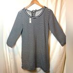 Talbots NWT T by Black White Stripe Lace Up Back Dress Womens Size S 3/4 Sleeve Photo 0