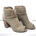 Report taupe perforated open toe wedge booties size 8 western women's shoes Photo 0