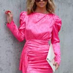 VICI NEW- KATHERINA SATIN EMBOSSED RUCHED MINI DRESS - PINK Photo 4