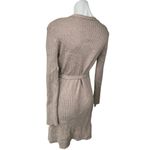 WAYF Women's Beige Ribbed Knit Long Sleeve Wrap Tie Mini Sweater Dress Size M Photo 1