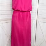 Sam Edelman Pleated Skirt Fit Flare Sleeveless Midi Dress Sundress Pink Small Photo 6