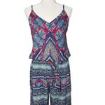 Tommy Bahama  Blouson Jumpsuit L $148 Wide Leg Stretch Tropical Beachy Pockets‎ Photo 3