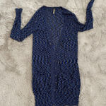 Free People  Women's XS Long Button-Down Cardigan Blue/Black Boho‎ Minimalist Photo 0
