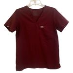 FIGS  Scrub Top Burgundy Short Sleeve Size Small Technical Medical Photo 0