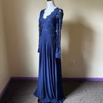 Lulus Awaken My Love Navy Blue Long Sleeve Lace Maxi Dress NEW Women's XS Photo 6