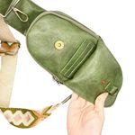 Tribal Vegan Leather Crossbody Fanny Pack Purse‎ Green Photo 4