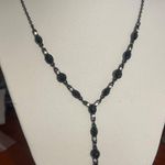 Vintage SAQ Avon Black Y Necklace Faceted Rhinestone Elegant Estate Teardrop 16" Photo 0