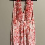 Amanda Uprichard  Silk Floral Pink Dress Size Large Watercolor Romantic Deep V Photo 1
